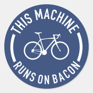 Deze machine draait op Bacon Ronde Sticker