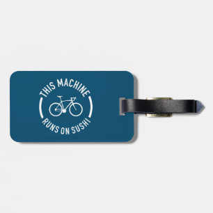 Deze machine draait op een sushi fiets bagagelabel