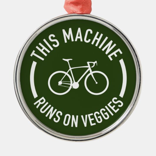 Deze machine rijdt op de veggies fiets metalen ornament (Voorkant)