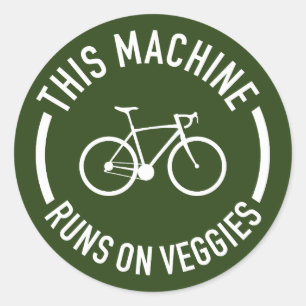 Deze machine rijdt op de veggies fiets ronde sticker