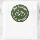 Deze machine rijdt op de veggies fiets ronde sticker (Tas)