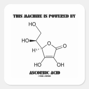 Deze machine wordt aangedreven door ascorbinezuur vierkante sticker
