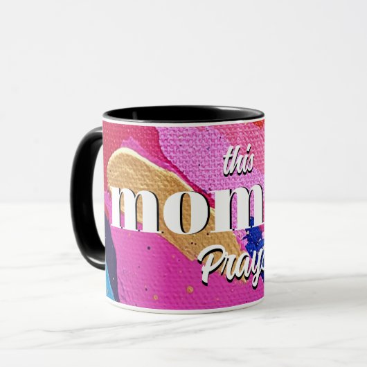 Deze mammie bidt roze en blauwe Abstracte Mok (Voorkant links)