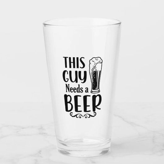 Deze man heeft een bier nodig! glas (Voorkant)