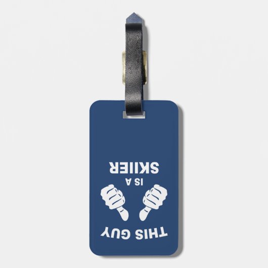 Deze man is een skiier bagagelabel (Achterkant verticaal)