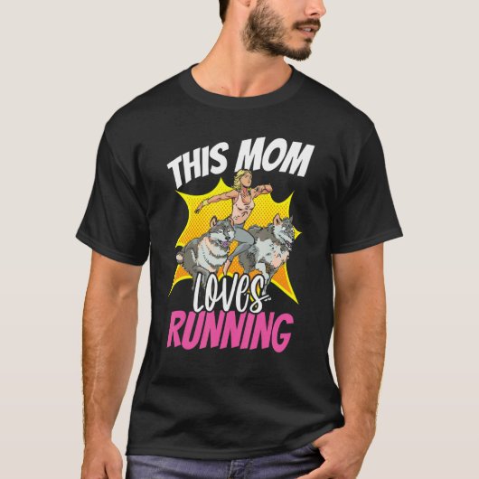 Deze moeder houdt van een Wolf Husky Jogging Moede T-shirt (Voorkant)