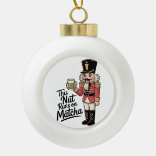 Deze moer draait op Matcha Christmas Nutcracker Keramische Bal Ornament