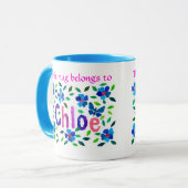 'Deze Mok behoort tot de Chloe' Ringer-Mok (Voorkant links)