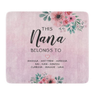 Deze Nana behoort tot de roze Floral-Waterverf Snijplank