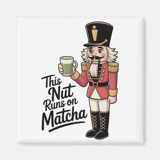 Deze noot loopt op Matcha Kerstman Notenkraker Magneet (Voorkant)