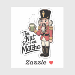 Deze noot loopt op Matcha Kerstman Notenkraker Sticker