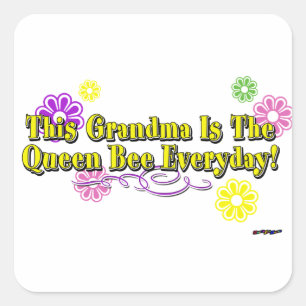 Deze oma is het alledaagse koningin-bijen-type vierkante sticker