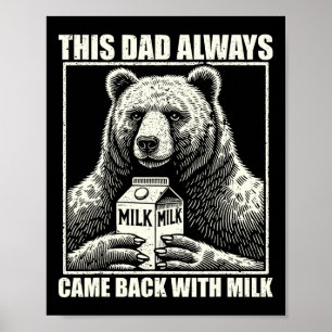 Deze papa kwam altijd terug met melk Funny Fathers Poster