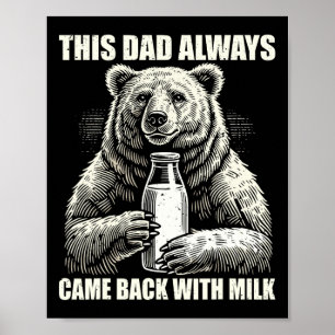 Deze papa kwam altijd terug met melk Funny Fathers Poster