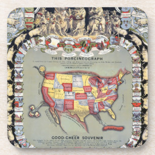 DEZE PORCINEOGRAPH, C1876 DRANKJES ONDERZETTER