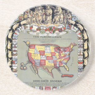 DEZE PORCINEOGRAPH, C1876 ZANDSTEEN ONDERZETTER