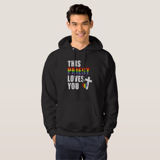 Deze priester houdt van je LGBTQ bondgenoot religi Hoodie (Voorkant volledig)
