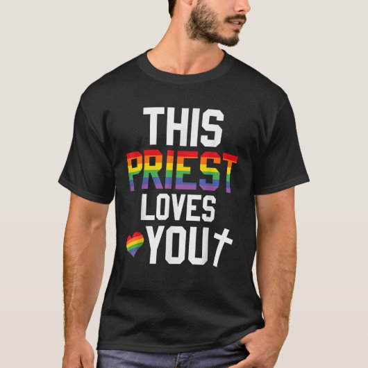 Deze priester houdt van je Trotse LGBTQ Pride Reli T-shirt (Voorkant)
