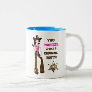 Deze prinses draagt Cowgirl Boots! Tweekleurige Koffiemok