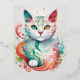 Deze print is een mooie en gedetailleerde illustra folie feestdagen briefkaart