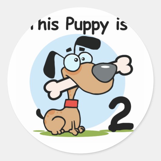 Deze Puppy 2e Verjaardag T shirten en Cadeaus Ronde Sticker (Voorkant)