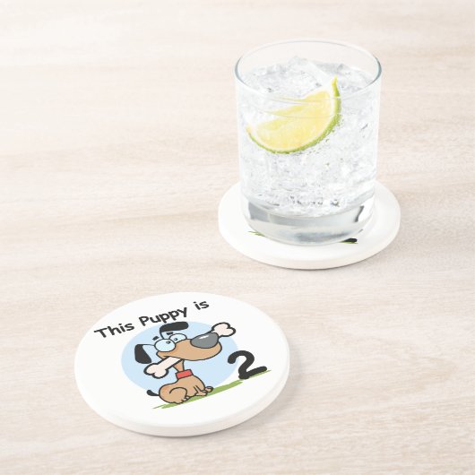 Deze Puppy 2e Verjaardag T shirten en Cadeaus Zandsteen Onderzetter (Zijkant)