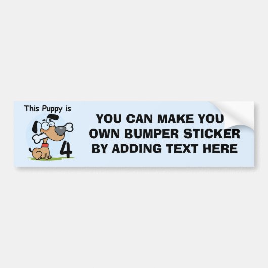 Deze Puppy 4e Verjaardag Tshirts en geschenken Bumpersticker (Voorkant)