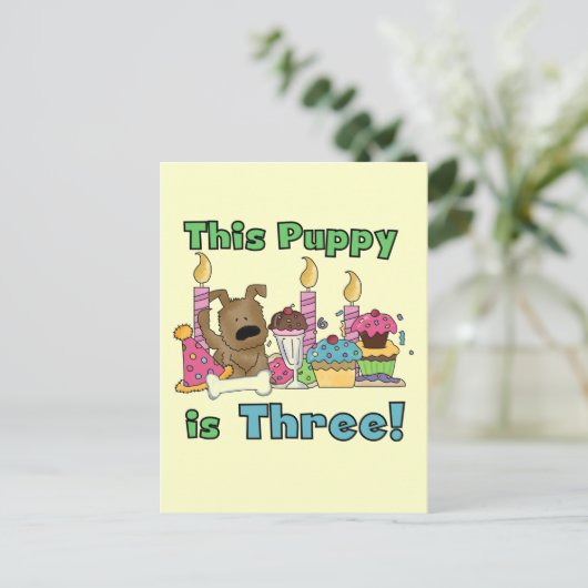 Deze puppy is drie T-shirts en geschenken Briefkaart (Staand voorkant)