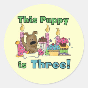 Deze puppy is drie T-shirts en geschenken Ronde Sticker