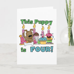 Deze puppy is vier T-shirts en geschenken Kaart