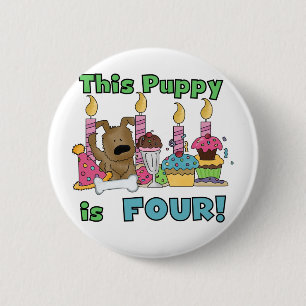 Deze puppy is vier T-shirts en geschenken Ronde Button 5,7 Cm