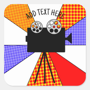 Deze Retro Pop Art Movie Projector op maat gemaakt Vierkante Sticker