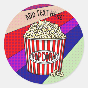 Deze Retro Pop Art Popcorn op maat gemaakt Ronde Sticker