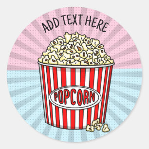 Deze Retro Pop Art Popcorn op maat gemaakt Ronde Sticker