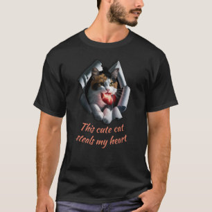 Deze schattige kat steelt mijn hart (gepersonalise t-shirt