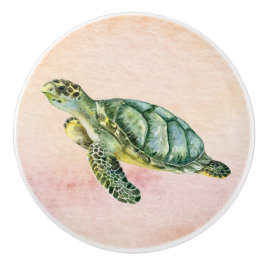 Deze schildpad leeft nog in de grote groene oceaan keramische knop