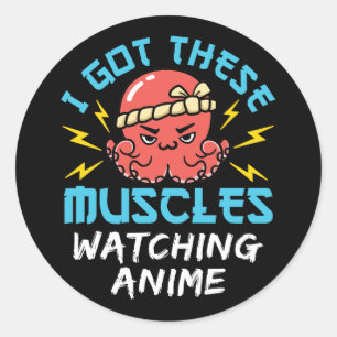 Deze spieren kijken naar Anime Web Weeaboo Ronde Sticker