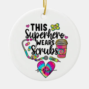 Deze superheld Wears scrubs Keramisch Ornament