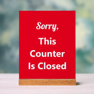 Deze teller is gesloten rood en witte tekst acryl bord