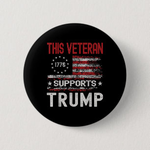 Deze veteraan ondersteunt de Amerikaanse vlag van  Ronde Button 5,7 Cm