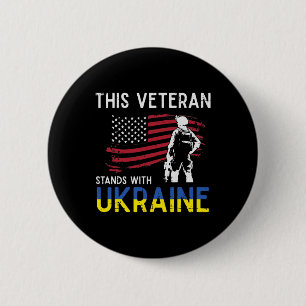 Deze veteraan staat achter Oekraïne Vlag van de VS Ronde Button 5,7 Cm
