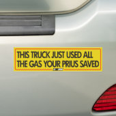 Deze vrachtwagen gebruikte net al het gas dat je h bumpersticker (Op auto)