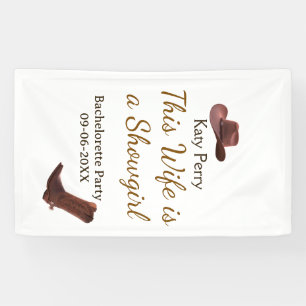 Deze vrouw is een showgirl vrijgezellenfeest naam spandoek