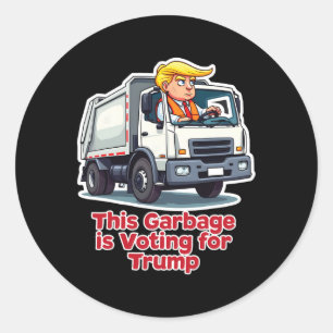 Deze vuilnisbak stemt op Trump Funny Garbage Truck Ronde Sticker