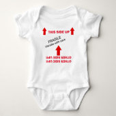 "DEZE ZIJDE omhoog" Baby Hangende instructies Romper (Voorkant)