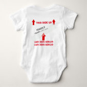 "DEZE ZIJDE omhoog" Baby Hangende instructies Romper (Achterkant)