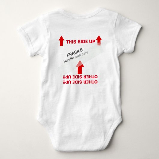 "DEZE ZIJDE omhoog" Baby Hangende instructies Romper (Achterkant)