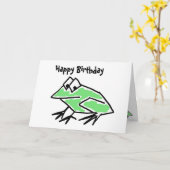 DF- Funny Cartoon Frog Verjaardag Kaart (Gele Bloem)