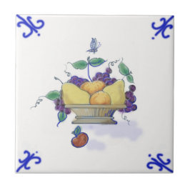 DFB02 Delft Fruit Basket Design Ceramic Tile Tegeltje