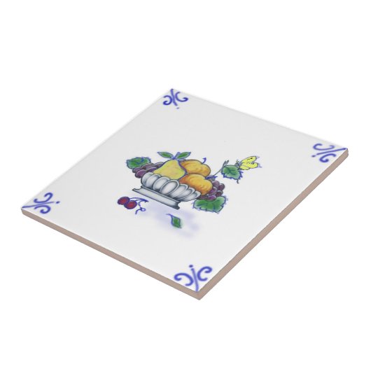 DFB09 Delft Fruit Basket Design Ceramic Tile Tegeltje (Zijkant)